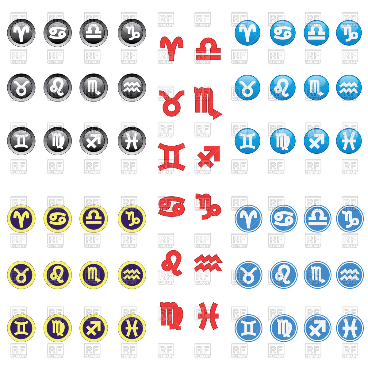 1200x1200 Set Of Various Icons With Zodiac Signs Vector Image Vector