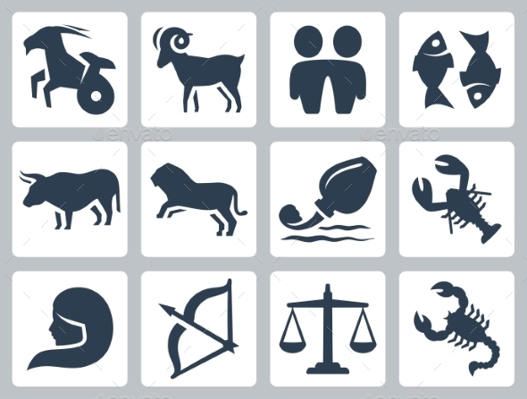 590x447 Signs Of The Zodiac Vector Icons Set By Greyj Graphicriver
