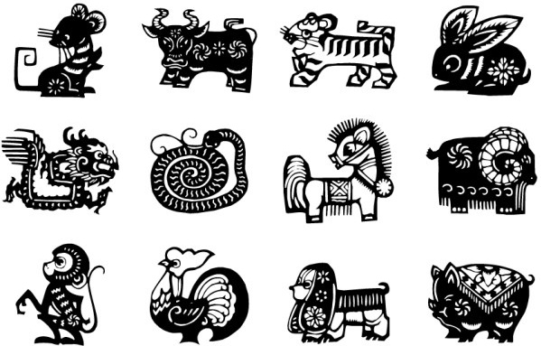 599x383 Chinese Zodiac Silhouette Vector Set Free Vector In Adobe