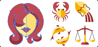 389x186 Flat Zodiac Vector Icons