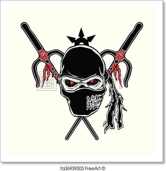 561x581 Free Art Print Of Cartoon Ninja Zombie Face . Vector Illustration