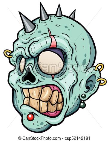 365x470 Zombies. Vector Illustration Of Cartoon Zombie Face.