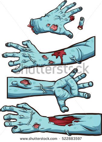 338x470 Zombie Hands. Vector Clip Art Illustration With Simple Gradients