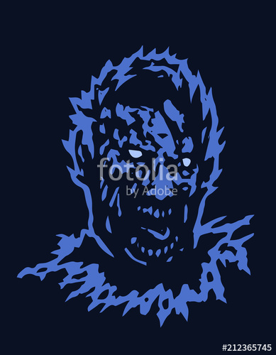 389x500 Frenzy Zombie Head. Vector Illustration Stock Image And Royalty