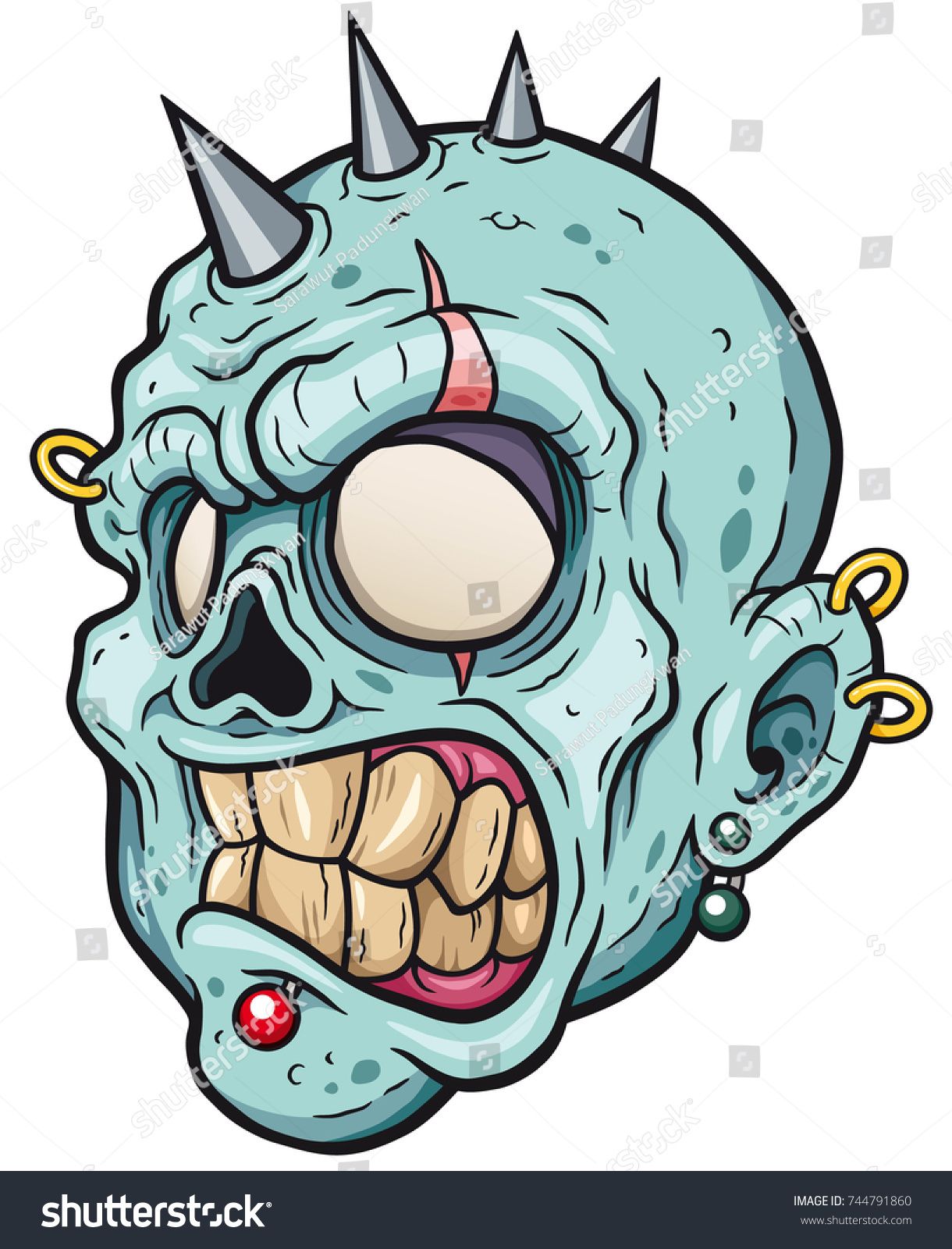 1220x1600 Vector Illustration Of Cartoon Zombie Head Cartoon Design In
