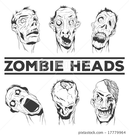 450x468 Zombie Heads Vector Illustrations