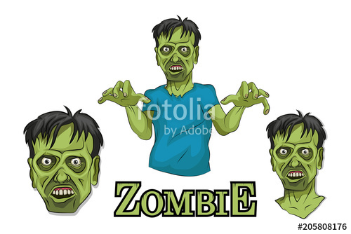 500x334 Cartoon Zombie Head. Vector Graphics To Design. Stock Image And