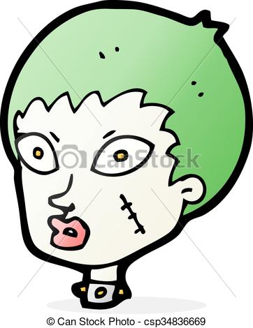 362x470 Cartoon Female Zombie Head.