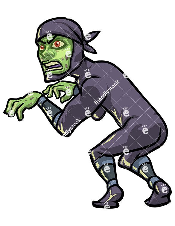 585x755 Ninja Zombie Vector Cartoon Clipart Zombie Clipart