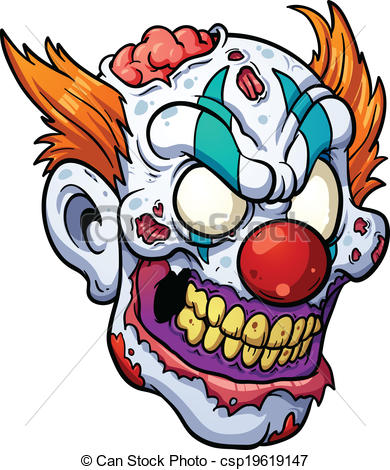 390x470 Zombie Clown Head. Vector Clip Art Illustration With Simple