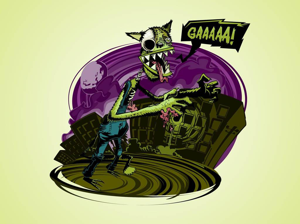 1024x765 Cartoon Zombie Wolf Vector Art Amp Graphics