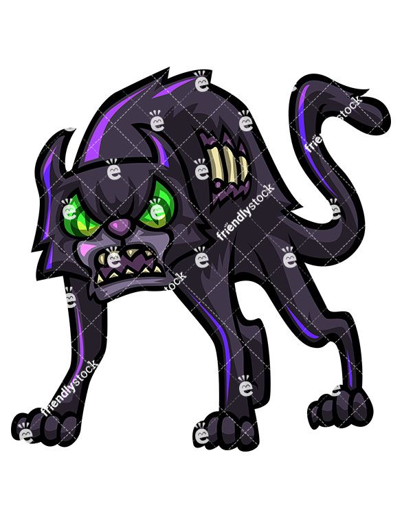 585x755 Fierce Cat Zombie Cartoon Clipart With Commercial License