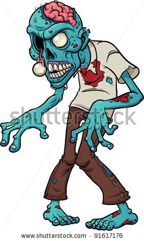282x470 Cartoon Zombie. Vector Illustration With Simple Gradients.
