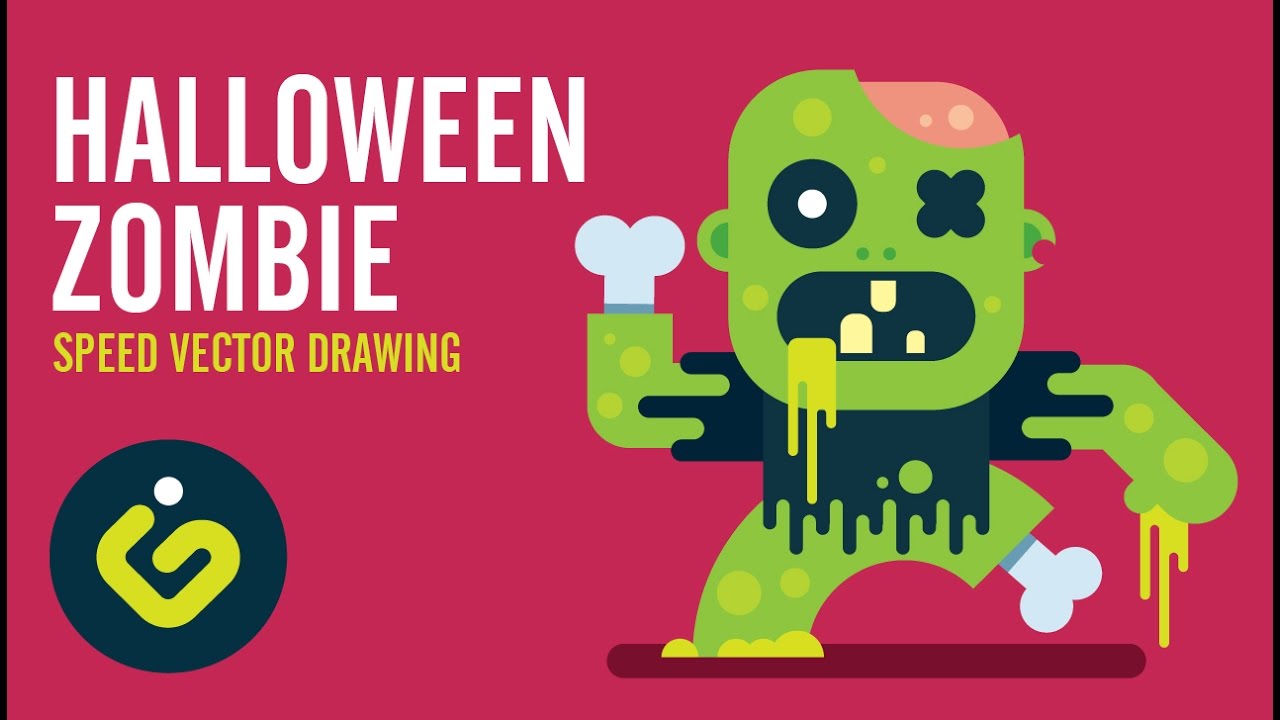 1280x720 How To Draw Halloween Zombie, Speed Drawing Adobe Illustrator