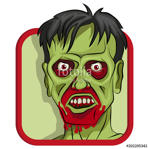 500x500 Cartoon Zombie Head. Vector Graphics To Design. Stock Image And