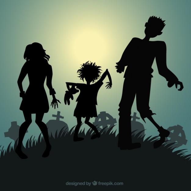 626x626 Silhouettes Of Halloween Zombies Vector Free Download