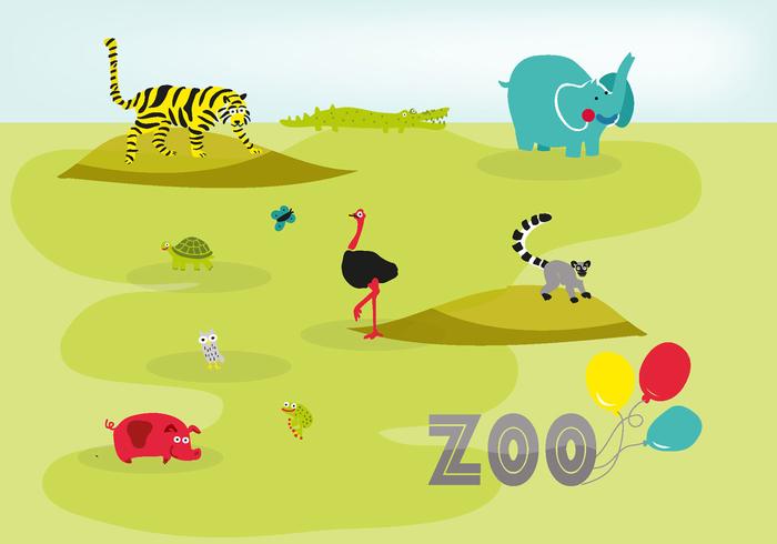 700x490 Cute Hand Drawn Zoo Animals Vector Background