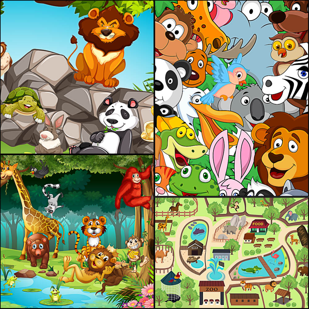 1000x1000 Animals Background And Map Placement In A Zoo Vector Free Download
