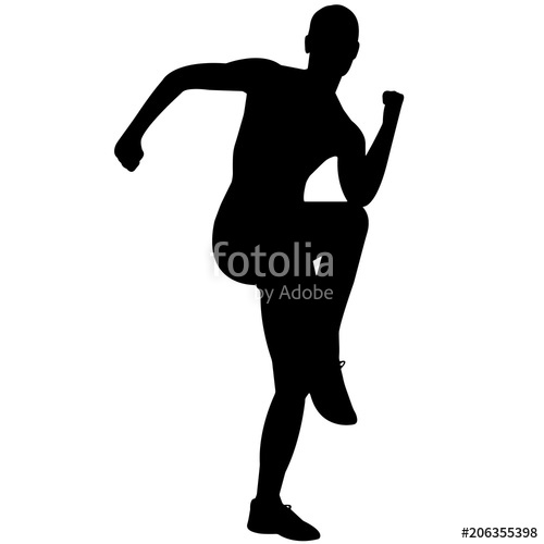 500x500 Zumba Girl, Female Vector Silhouette With Arm In The Air Stock