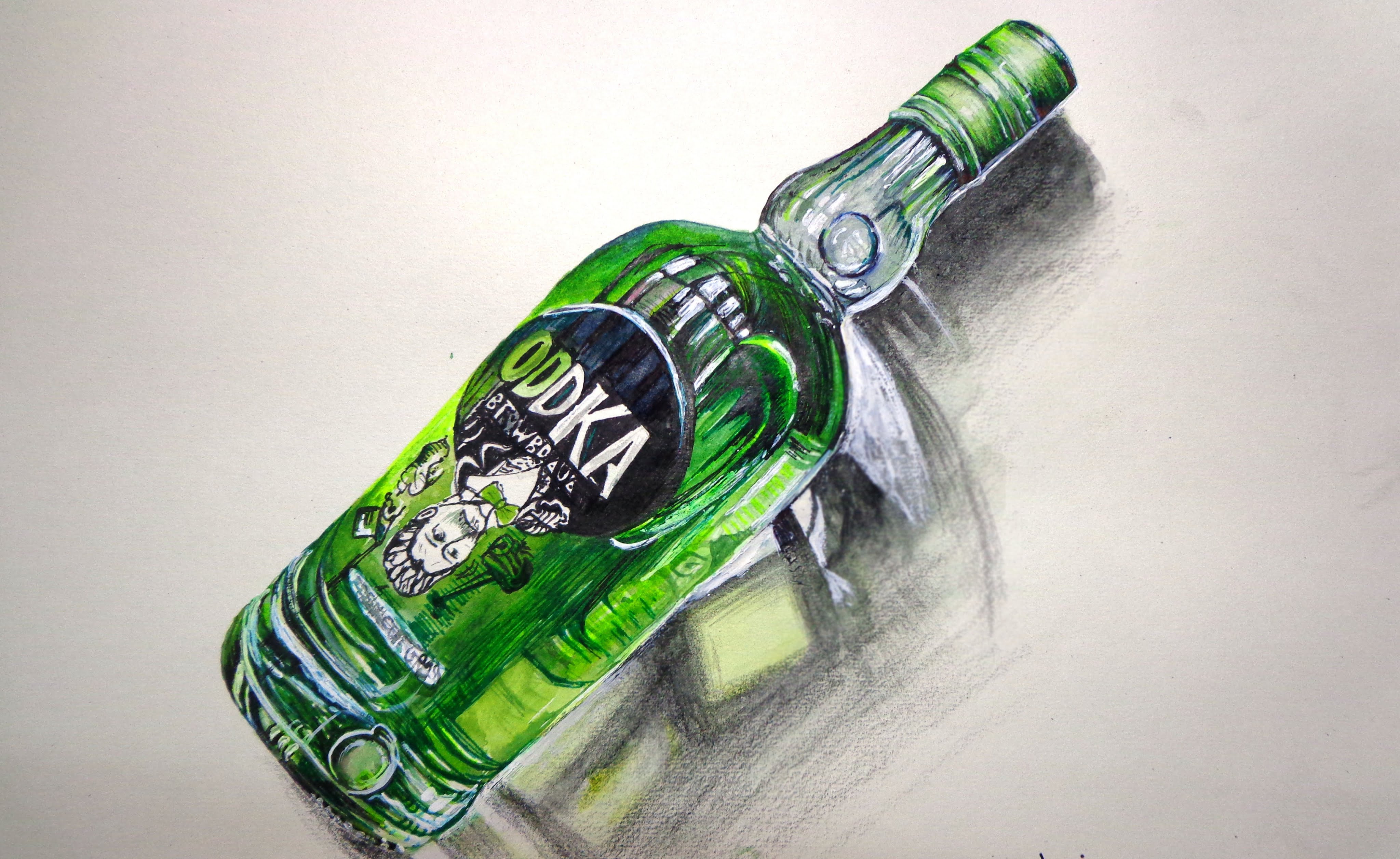 4096x2515 How To Draw A 3d Bottle Bear Bottle By Watercolor Painting