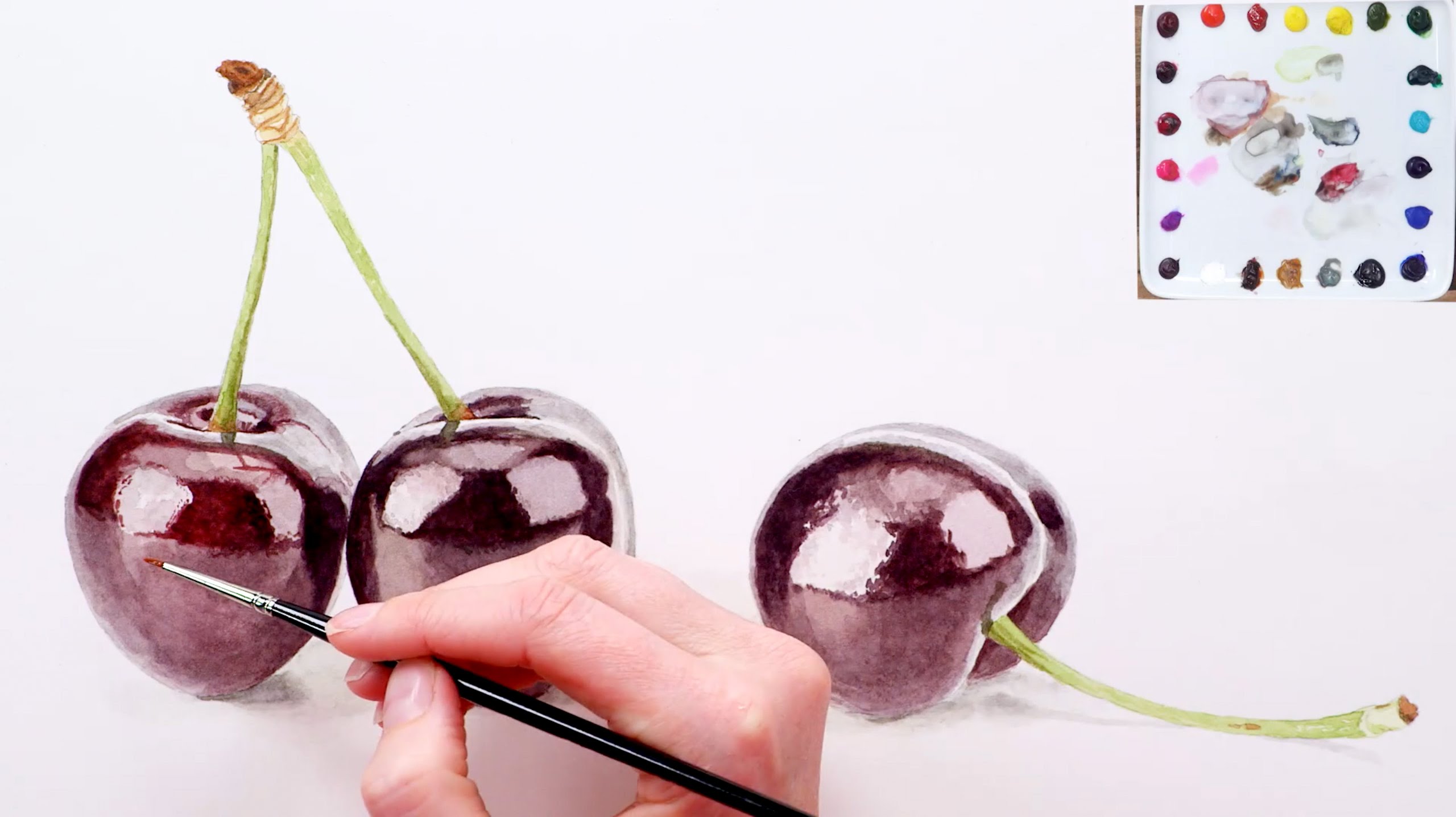 2560x1436 How To Paint Shiny 3d Cherries In Watercolor