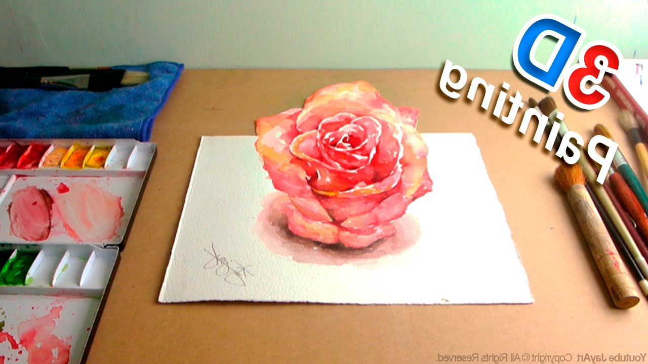 1280x720 Rose Art Watercolor Paint 3d Rose Painting In Watercolor, Optical