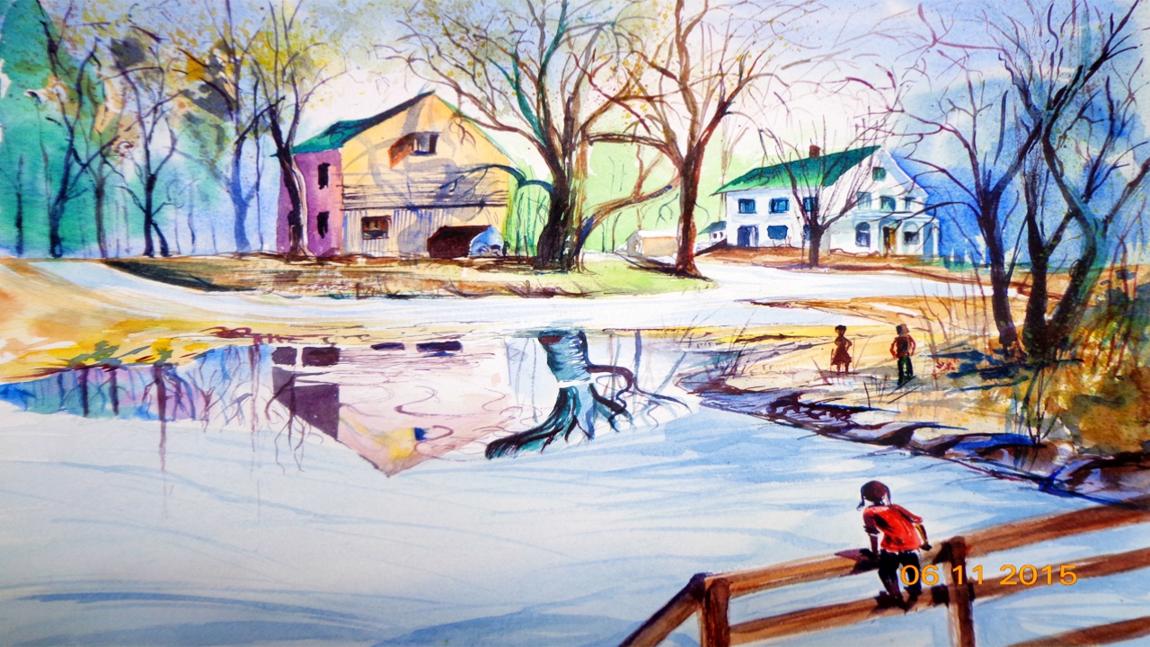 1280x720 Scenery Drawing With Watercolor Watercolor Painting Landscape