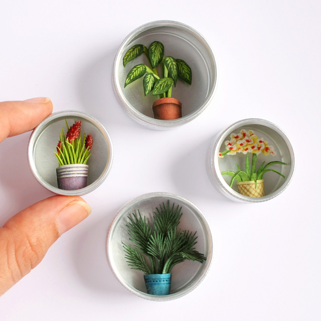 1024x1024 3d Watercolor Illustrated Plants In Tins By Mar