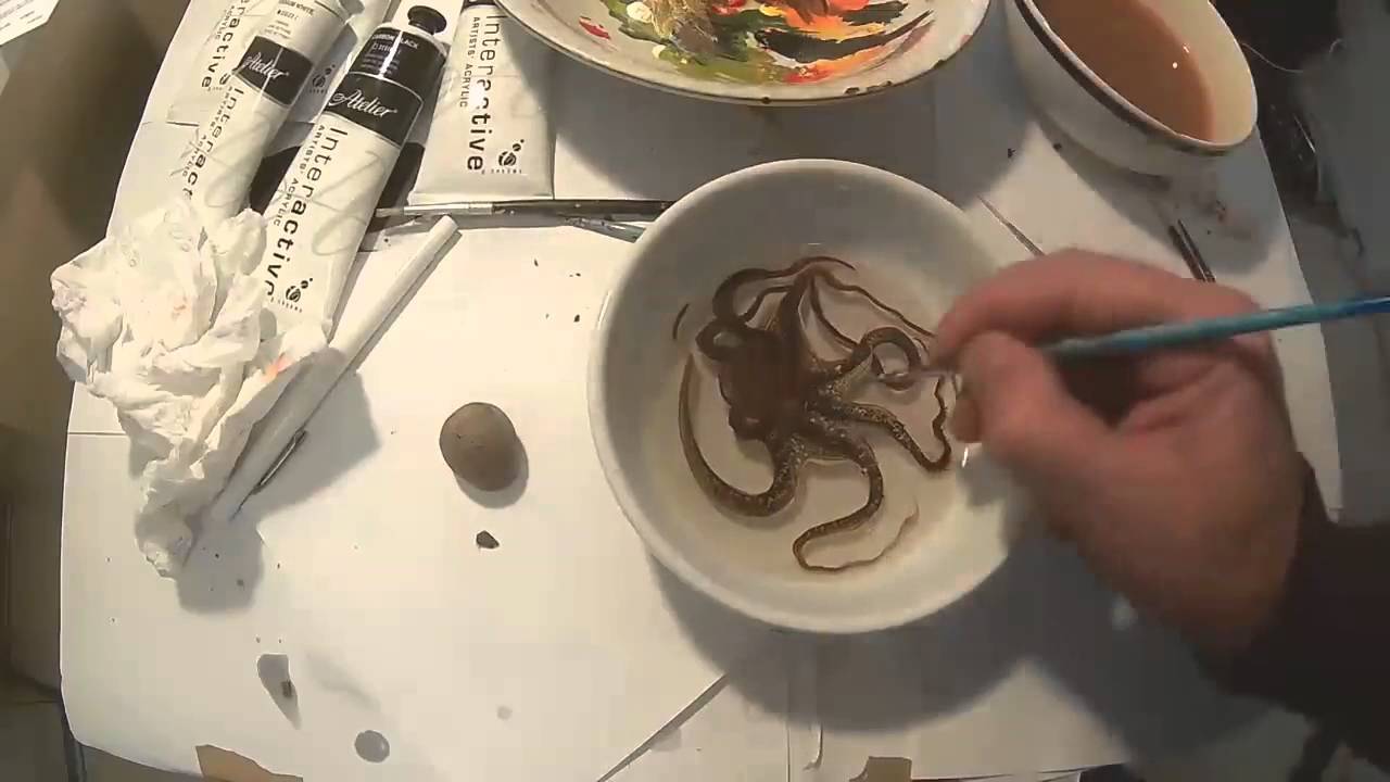 1280x720 3d Octopus Painting Using Resin And Watercolour By Gerardo