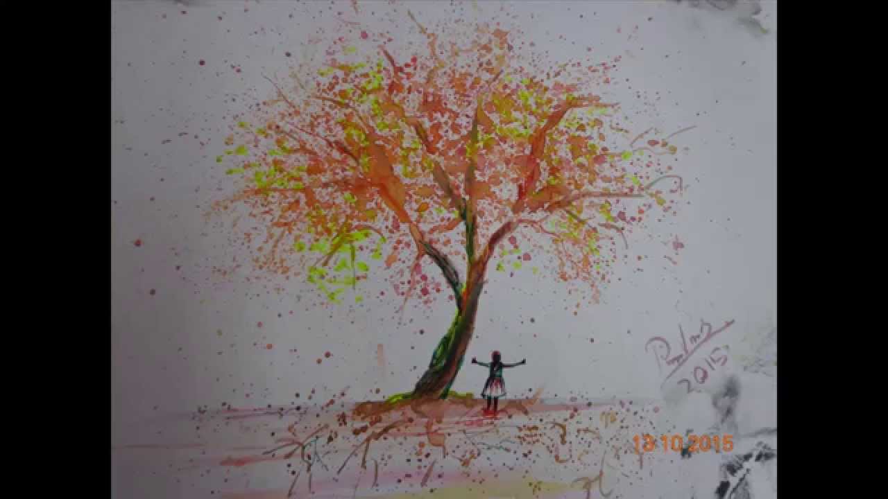 1280x720 3d Art Paint A Cherry Tree In Watercolor