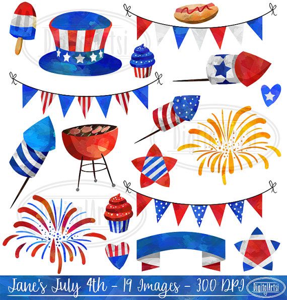 570x596 Watercolor 4th Of July Clipart