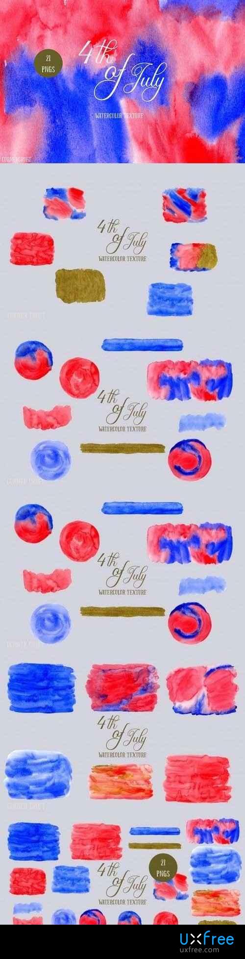 500x1956 Watercolor Texture 4th Of July