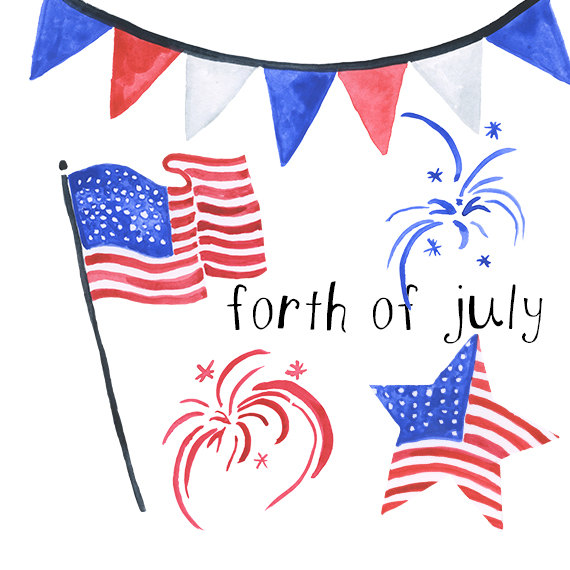 570x570 Watercolor Forth Of July Americana Clip Art American Clipart 4th