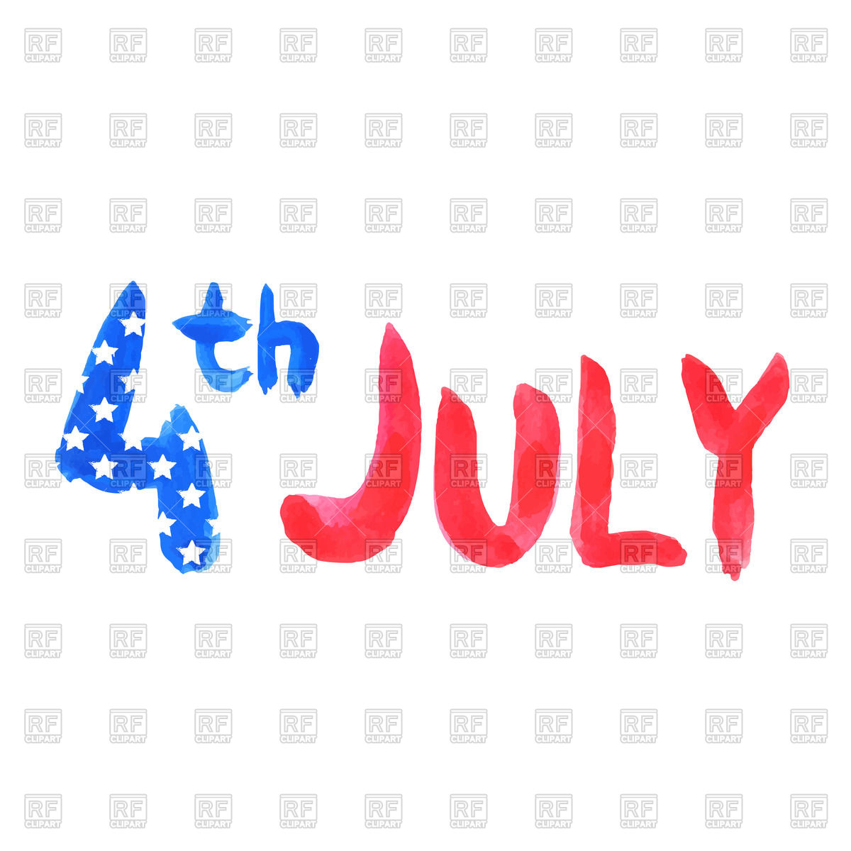 1200x1200 Watercolor Text 4th July In Colours Of Usa Flag Vector Image