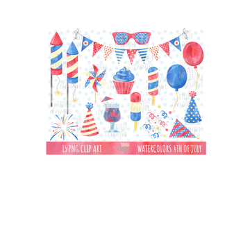 350x350 50% Watercolor Fourth Of July Clipart, 4th Of July Graphics