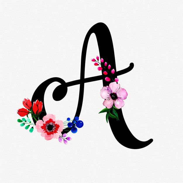 626x626 Letter A Watercolor Floral Background Vector Free Download