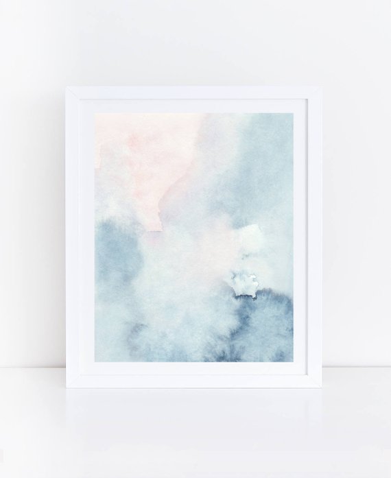 570x697 Printable Abstract Art Watercolor Wall Art Sky Print Blue Etsy