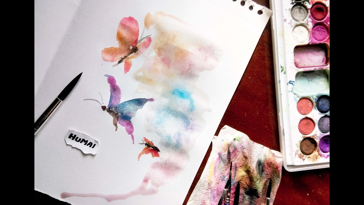 1280x720 Abstract Butterflies Simple Watercolour Painting