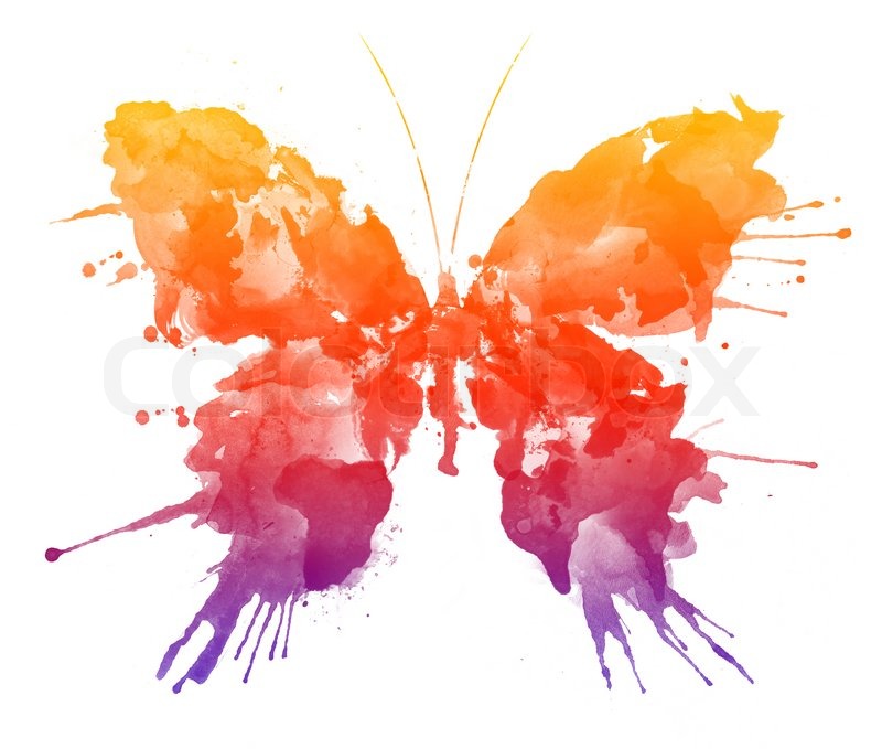 800x679 Watercolor Butterfly Isolated On The White Background Stock