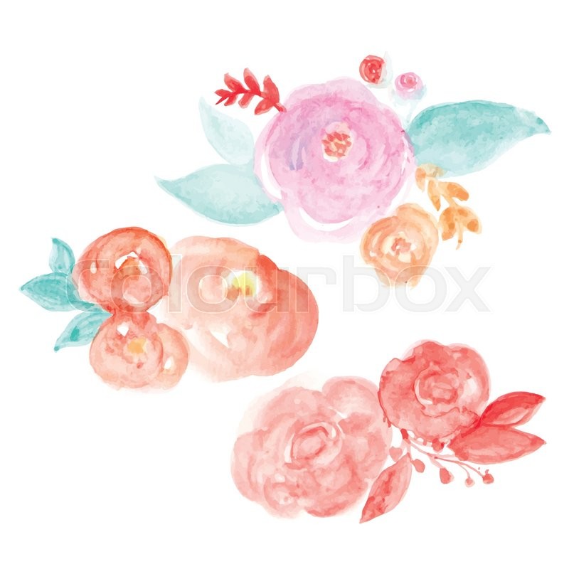 800x800 Watercolor Flower Vector. Round Watercolor Flowers. Abstract