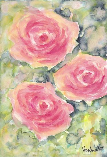 375x549 Watercolor Roses Painting Flowers Watercolor Artwork Floral