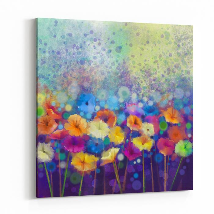 700x700 Abstract Floral Watercolor Painting Hand Paint White, Yellow, Pink