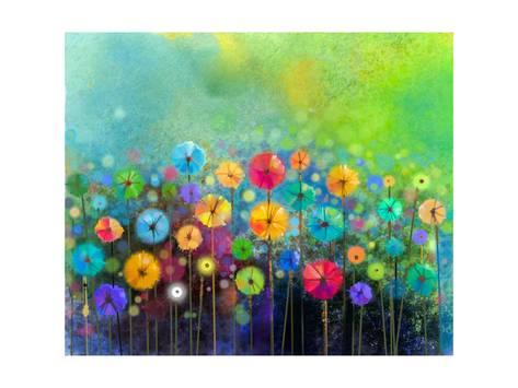 473x355 Abstract Floral Watercolor Painting. Hand Painted Yellow And Red