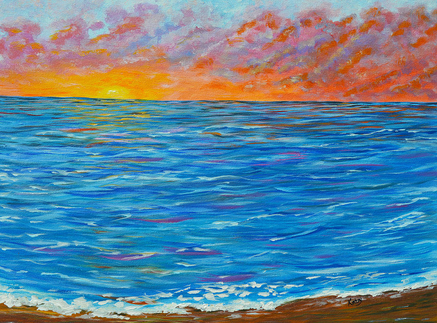 900x666 Abstract Art Flaming Ocean Painting By Kathy Symonds