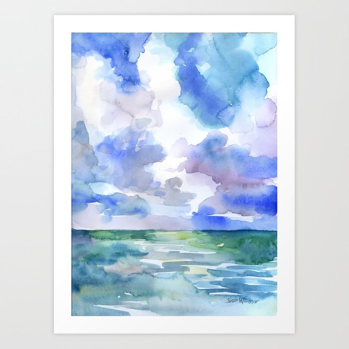 700x700 Abstract Ocean Watercolor Art Print By Susanwindsor Society6