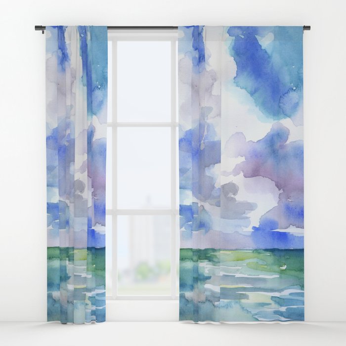 700x700 Abstract Ocean Watercolor Window Curtains By Susanwindsor Society6