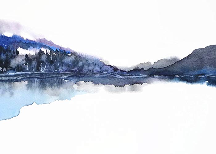 700x499 Landscape Abstract Watercolor Print, Grey Brown White