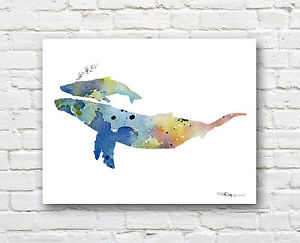 300x243 Humpback Whale Art Print Abstract Watercolor Painting Animal Wall
