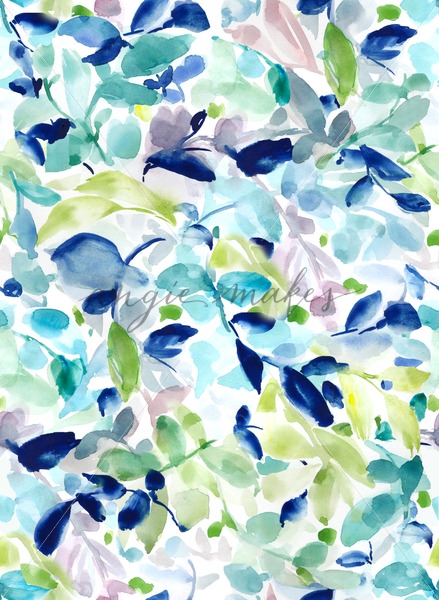 439x600 Seamless, Abstract Watercolor Leaves Pattern. Painted Leaves