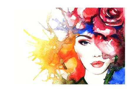 473x315 Woman Portrait .abstract Watercolor .fashion Background Prints By